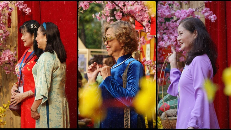 Chùm ảnh: Sắc xuân ngập tràn Dinh Độc Lập, kiều bào xúng xính áo dài ngày hội ngộ