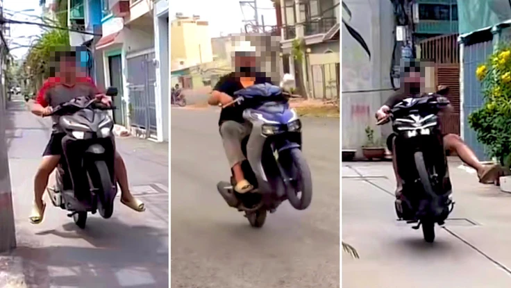 Clip ghi cảnh nam thanh niên bốc đầu, nẹt ga quảng bá tiệm sửa xe ở TP.HCM