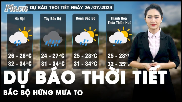 Dự báo thời tiết 26-7: Tây Bắc Bộ và Bắc Trung Bộ có mưa to tại nhiều khu vực