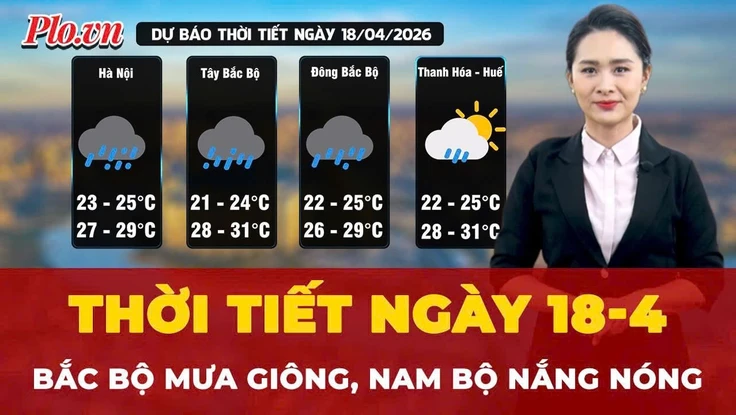 Thời tiết ngày 18-4: Bắc Bộ mưa giông, Nam Bộ nắng nóng