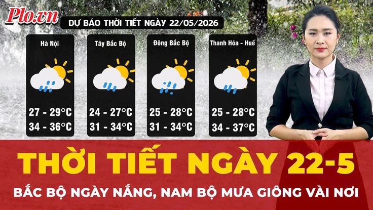 Thời tiết ngày 22-5: Bắc Bộ ngày nắng, Nam Bộ mưa giông vài nơi