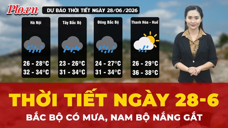 Thời tiết ngày 28-6: Bắc Bộ có mưa, Nam Bộ nắng gắt