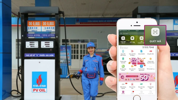 Hoàn tiền 50% khi đổ xăng không dùng tiền mặt