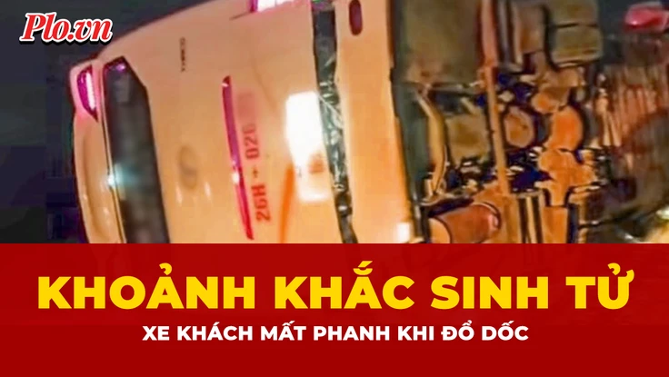 Mất phanh khi đổ dốc liên tục, xe khách chở 39 người lật nghiêng trong đêm