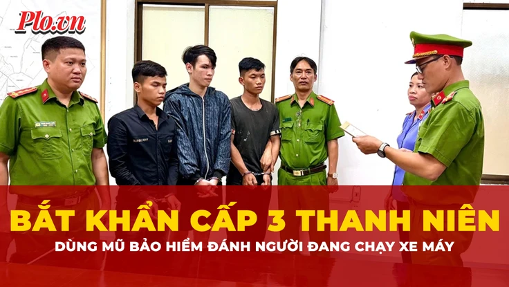 Bắt khẩn cấp 3 thanh niên dùng mũ bảo hiểm đánh người đang chạy xe máy