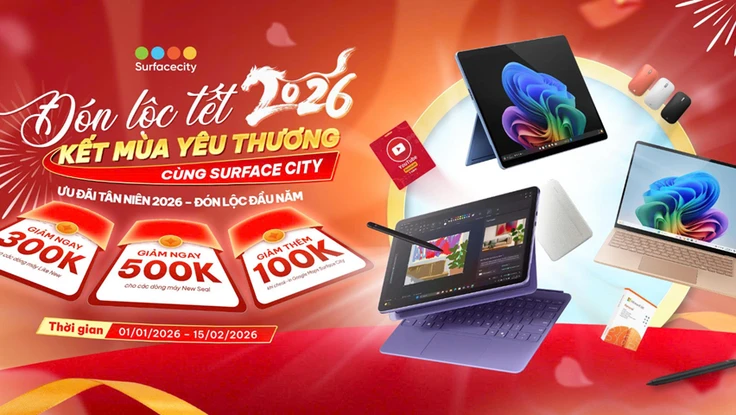 SurfaceCity.vn tung ưu đãi Tết 2026: Giảm mạnh Surface Pro 11, tặng quà hệ sinh thái Microsoft