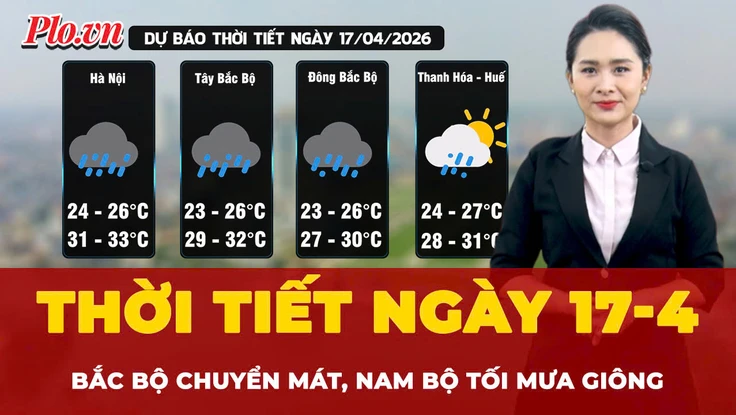 Dự báo thời tiết ngày 17-4: Bắc Bộ chuyển mát, Nam Bộ chiều tối mưa giông
