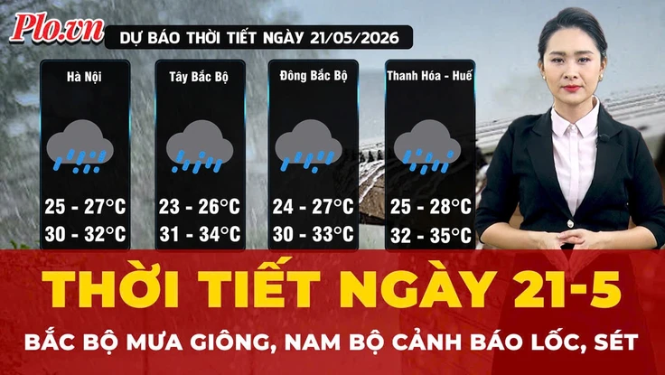 Dự báo thời tiết ngày 21-5: Bắc Bộ mưa giông, Nam Bộ cảnh báo lốc, sét