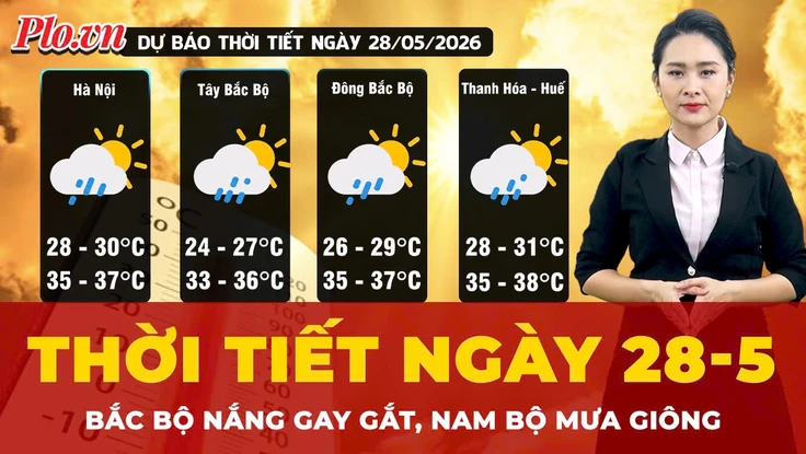 Dự báo thời tiết ngày 28-5: Bắc Bộ nắng nóng gay gắt, Nam Bộ mưa giông