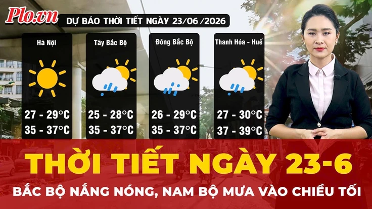 Dự báo thời tiết ngày 23-6: Bắc Bộ nắng nóng, Nam Bộ mưa vào chiều tối