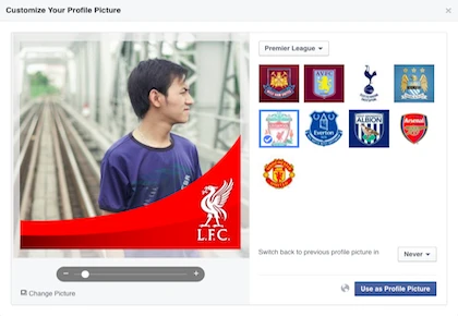 Cách chèn ảnh đội bóng yêu thích vào hình đại diện Facebook 