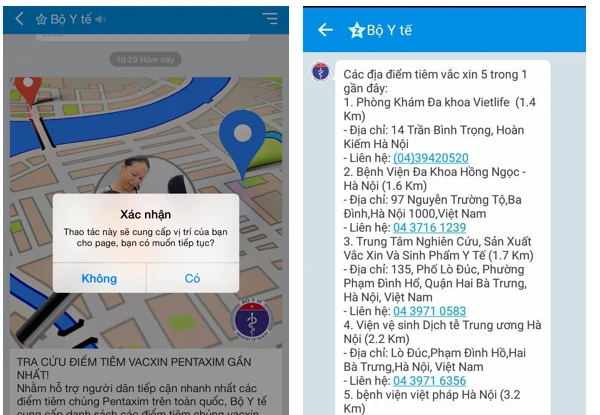 Tra cứu điểm tiêm vắc-xin gần nhất bằng Zalo