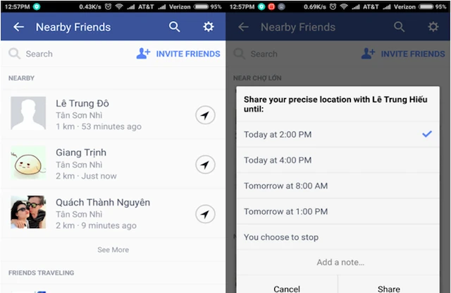 Tìm bạn bè xung quanh trên Messenger