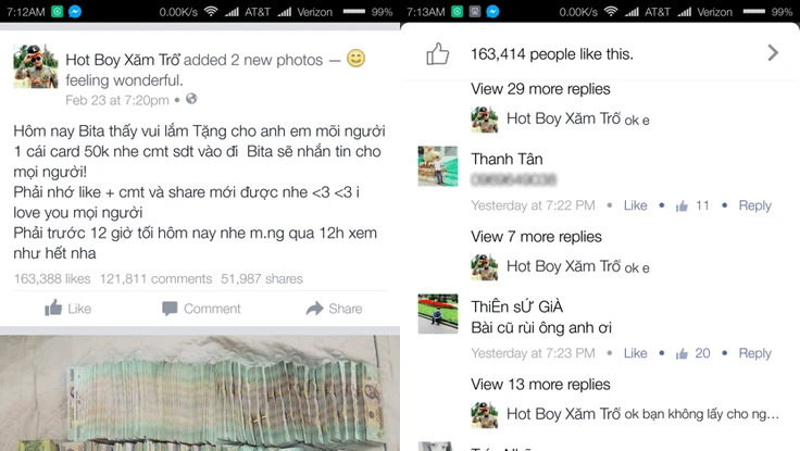 Trò lừa tặng card trên Facebook lại tái diễn