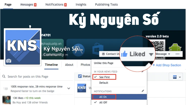 Cách nhận thông báo khi Fanpage yêu thích trực tiếp video