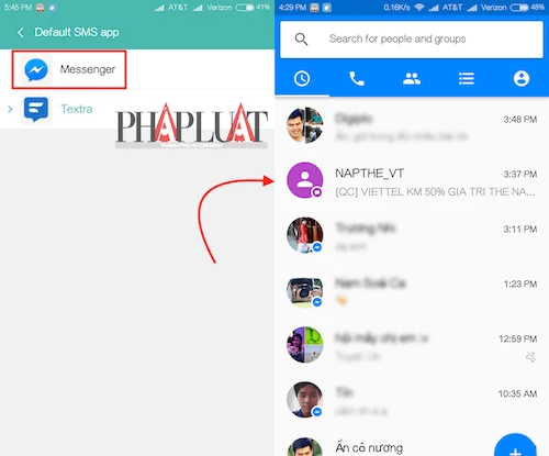 Facebook Messenger cho phép gửi tin nhắn SMS trên Android