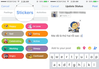 Thể hiện cảm xúc trên Facebook bằng sticker siêu độc