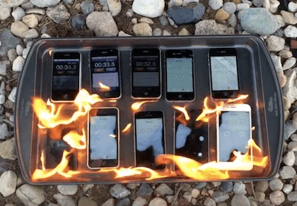 Đốt 10 chiếc iPhone để kiểm tra độ bền