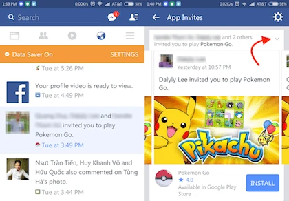 Chặn lời mời chơi game Pokemon Go trên Facebook