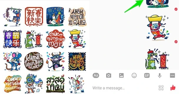 Nhắn tin chúc tết trên Facebook bằng sticker độc đáo