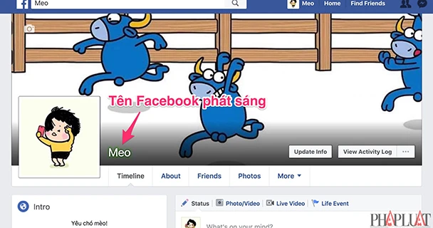 Cách làm tên cá nhân trên Facebook phát sáng 