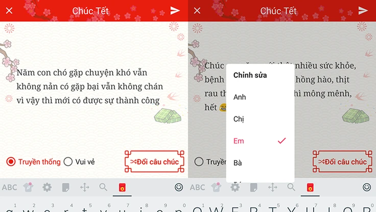 Cách gửi tin nhắn chúc Tết bằng Laban Key