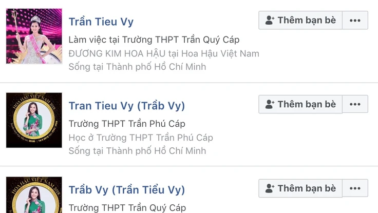Nhiều Facebook giả mạo tân hoa hậu Trần Tiểu Vy