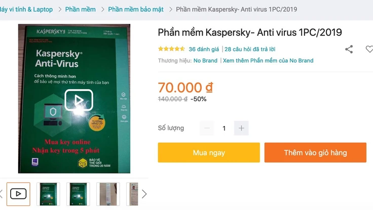 Key giả phần mềm diệt virus tràn lan trên các trang TMĐT
