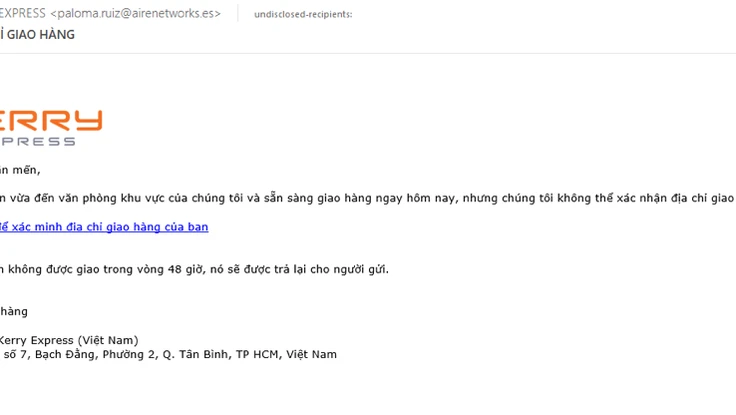 Mạo danh đơn vị giao hàng phát tán mã độc