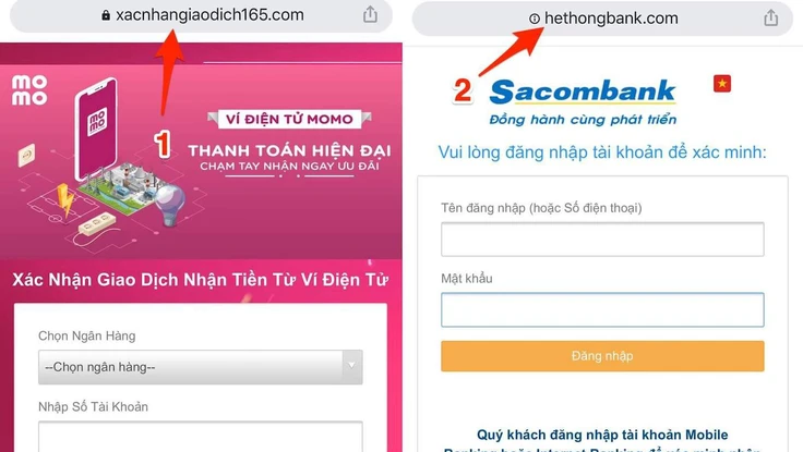 Trung tâm xử lý tin giả cảnh báo trang web ngân hàng giả mạo