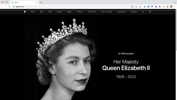 Apple đổi giao diện để tưởng nhớ Nữ hoàng Elizabeth II 