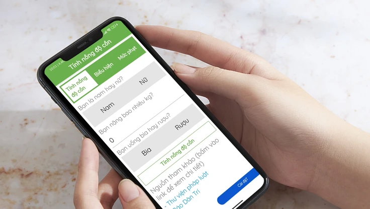 Ứng dụng ước tính nồng độ cồn trong máu