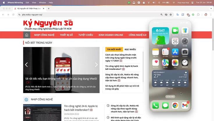 Cách kết nối iPhone với máy Mac bằng tính năng iPhone mirroring, không cần dây cáp