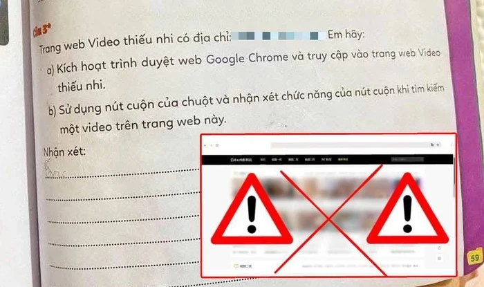 Một đường link trong sách tiểu học khiến nhiều người giật mình