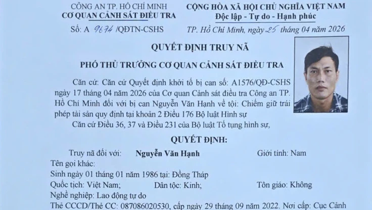 Truy nã người đàn ông chiếm giữ gần 500 triệu đồng chuyển nhầm
