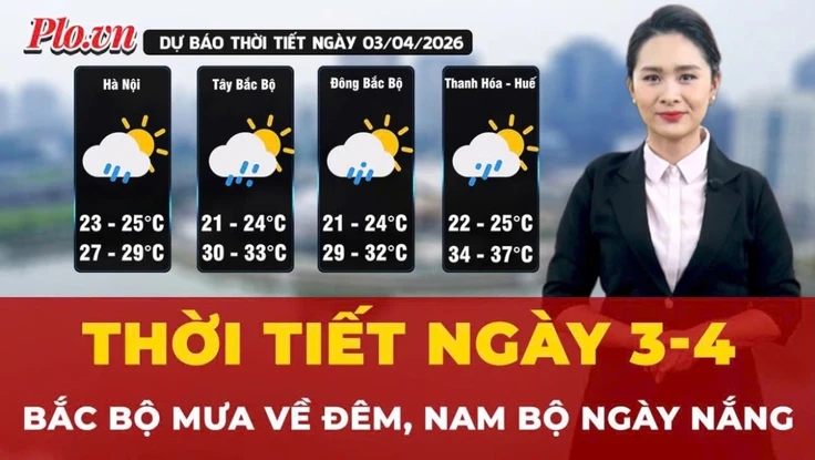 Thời tiết ngày 3-4: Bắc Bộ mưa về đêm, Nam Bộ ngày nắng