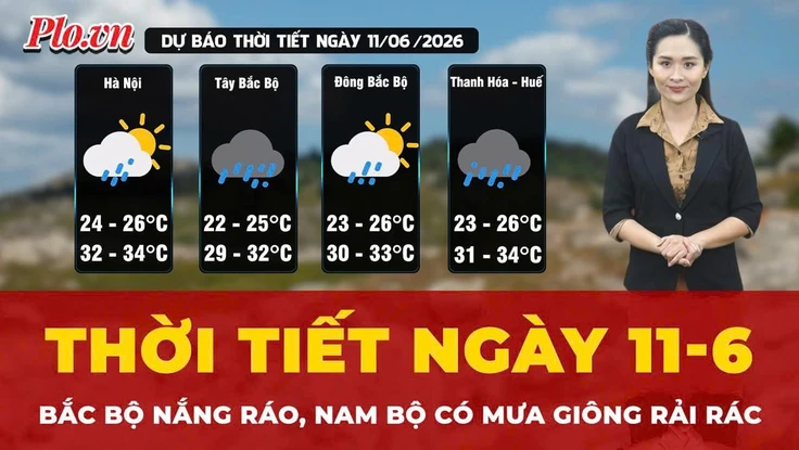 Thời tiết ngày 11-6: Bắc Bộ nắng ráo, Nam Bộ có mưa giông rải rác