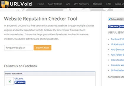 Kiểm tra Virus, Malware, Phishing Scams đối với một website bất kì