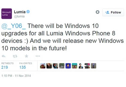 Các máy Lumia dùng Windows Phone 8 được update lên Windows 10