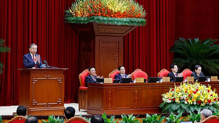 Tổng Bí thư Tô Lâm phát biểu khai mạc Hội nghị Trung ương 14, bàn về công tác Đại hội XIV