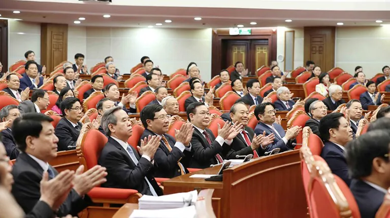 Các đại biểu tham dự Hội nghị Trung ương 14, khóa XII hôm 14-12. Ảnh: TTXVN 