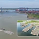 Flycam hiện trạng khu vực xây dựng Cảng tổng hợp và container Cái Mép Hạ