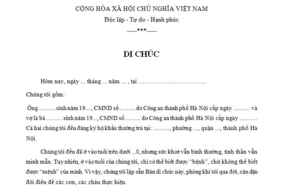 Điều kiện để di chúc miệng có hiệu lực