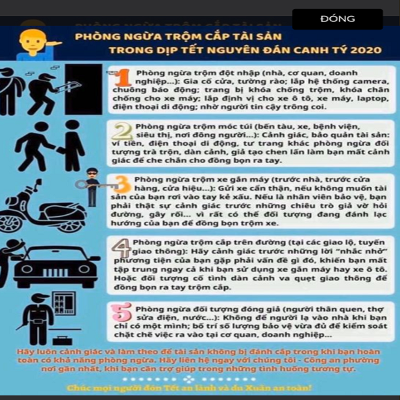 Công an chỉ 5 cách phòng móc túi, đột nhập dịp Tết Canh Tý