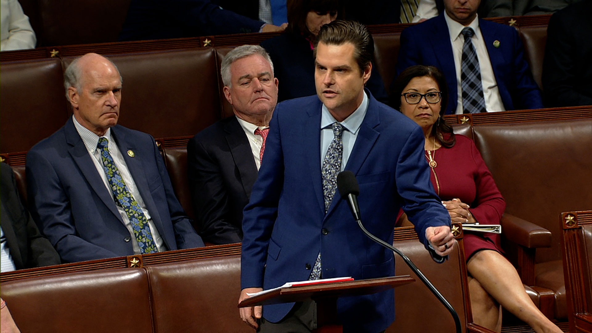 Hạ nghị sĩ đảng Cộng hòa đại diện bang Florida Matt Gaetz hôm 3-10. Ảnh: HOUSE TV ảnh 2 47e825ac-0a12-46e8-b5dd-044309ae.jpg