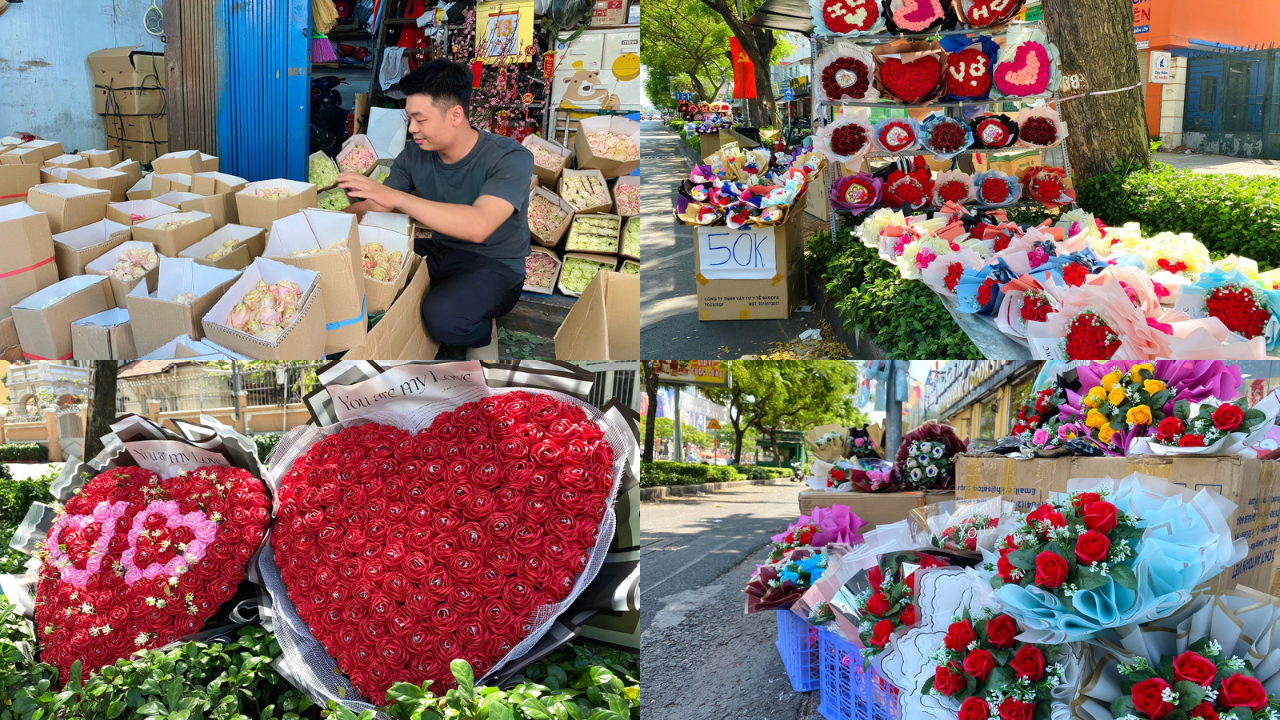 Trước ngày Valentine: Chợ hoa tươi vắng khách, hoa sáp thơm thu hút sự chú ý
