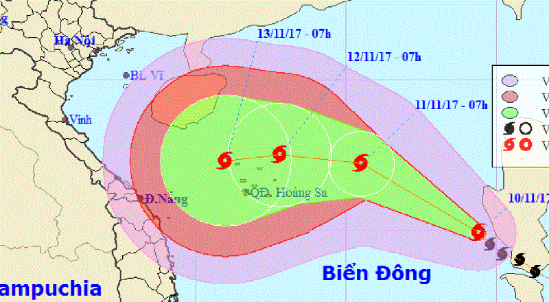 Bão số 13 hướng về các tỉnh Bắc TP Đà Nẵng