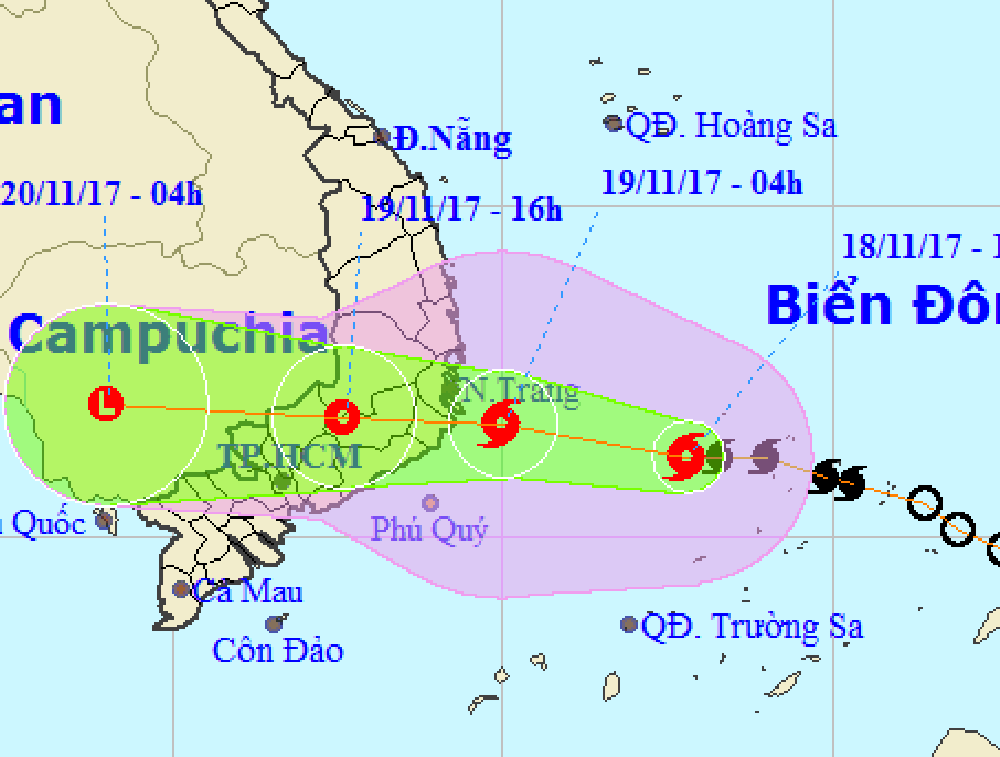 Bão số 14 di chuyển rất nhanh về Khánh Hòa - Bình Thuận