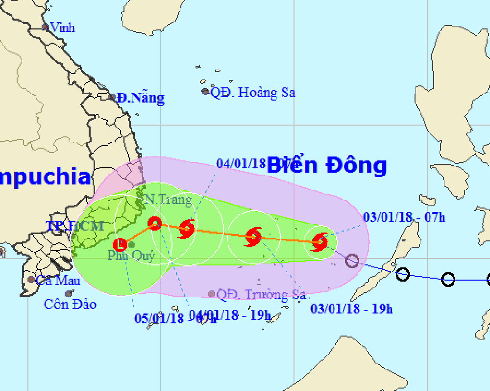 Bão số 1 sẽ suy yếu khi vào biển Phú Yên - Vũng Tàu