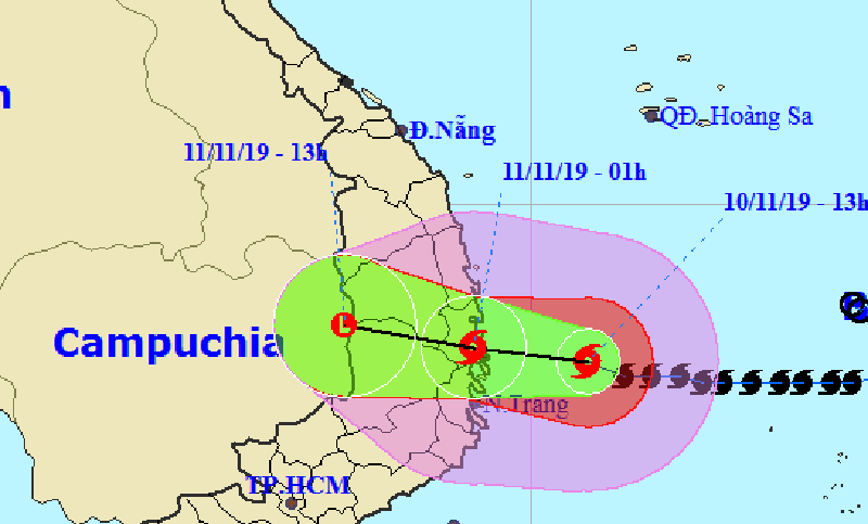 Tâm bão đang cách bờ biển Bình Định, Khánh Hòa 140 km